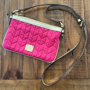 Lauren Ralph Lauren Quilted Pink Gold Crossbody Bag Small Flat Mini Chevron EUC